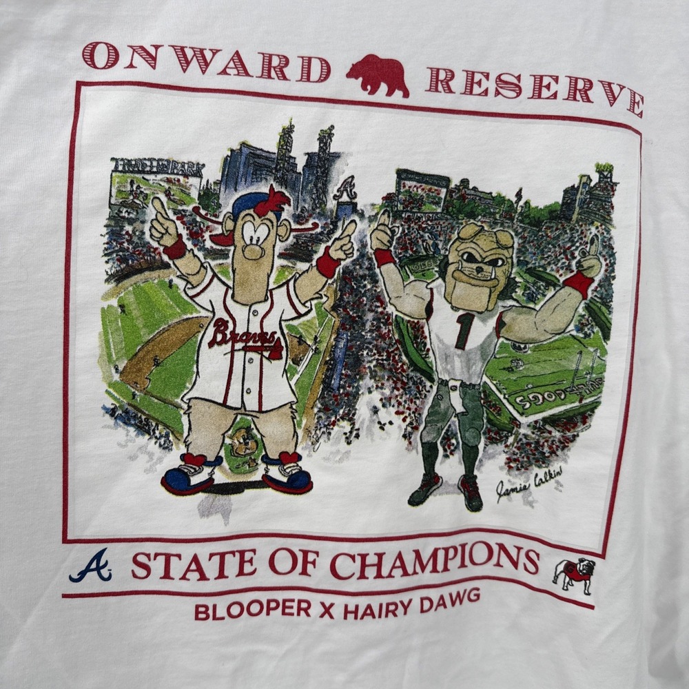 Onward Reserve Blooper Hairy Dawg Braves UGA Mascot T Shirt Sz XL White Georgia